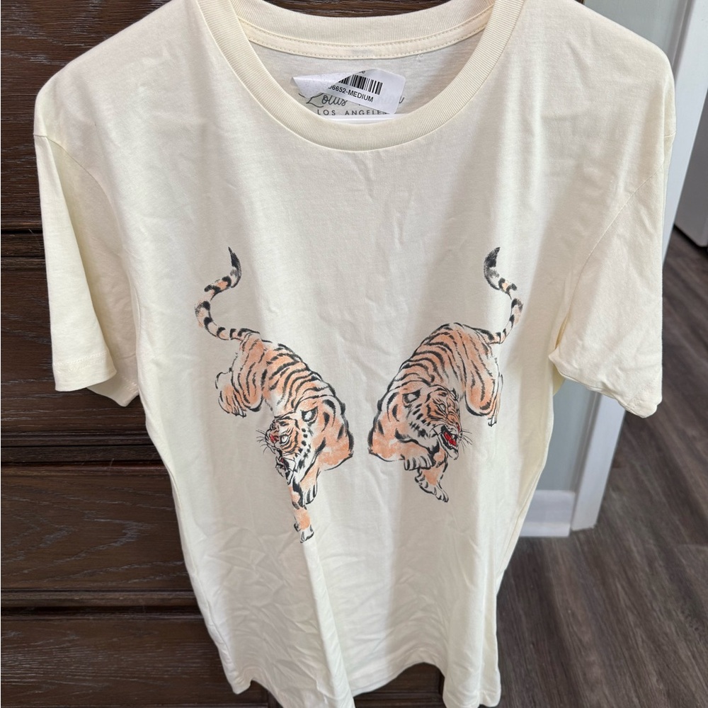Cream T-Shirt with Tiger Print